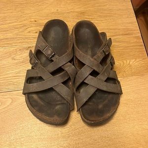 Birkenstock, Birkies brown, leather sandals